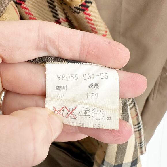 Burberry Vintage Trench Coat Gabardine Nova Check Plaid Lining Beige 40 - Picture 8 of 9